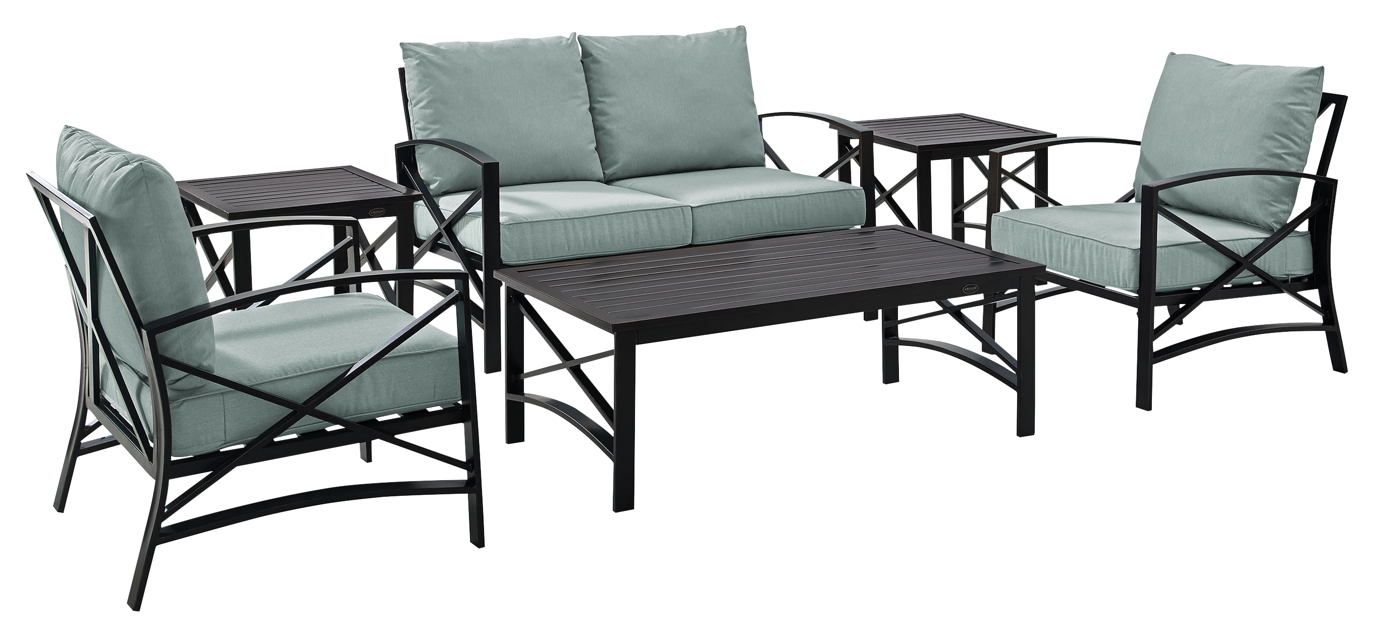 Crosley Kaplan Loveseat, Armchairs, and Tables 6Piece Outdoor Metal